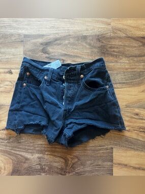 Levi's Black Denim Cut-Off Button Fly Shorts